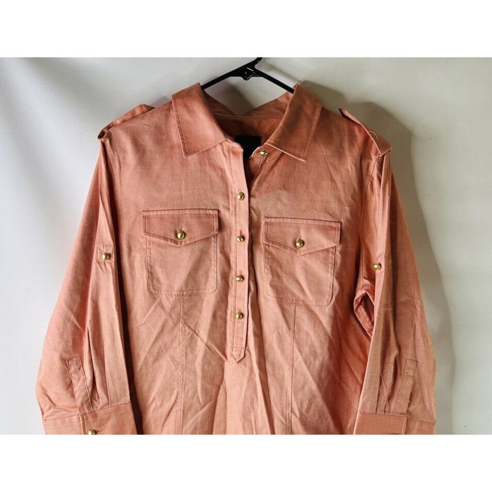 Talbots Double Pocket Roll Sleeve Button Popover … - image 2